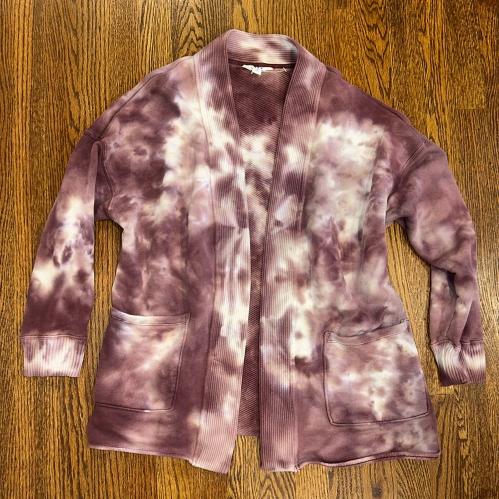 JOY LAB Tie Dye Mauve Cardigan w/pockets SZ SMALL